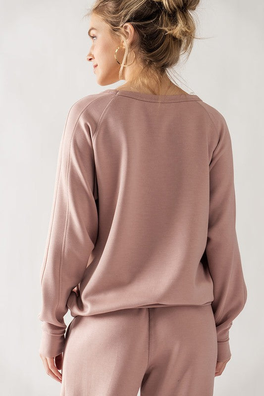 Sleeve Detail Pullover Raglan Sweatshirt ROSE-Pullover Raglan Sweatshirt-Urban Daizy-Urbanheer