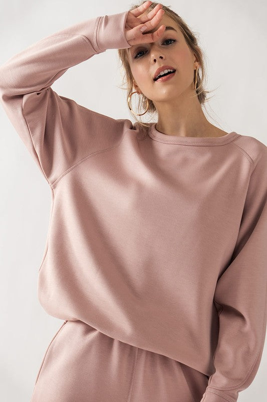 Sleeve Detail Pullover Raglan Sweatshirt ROSE-Pullover Raglan Sweatshirt-Urban Daizy-Urbanheer