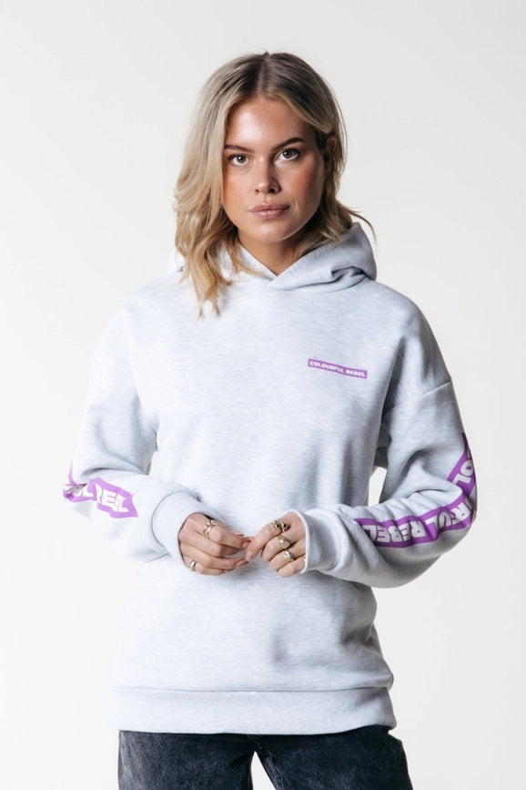 Sleeve Logo Hoodie | Light Grey Melange-Hoodie-Colourful Rebel-XS-Light grey melange-Urbanheer
