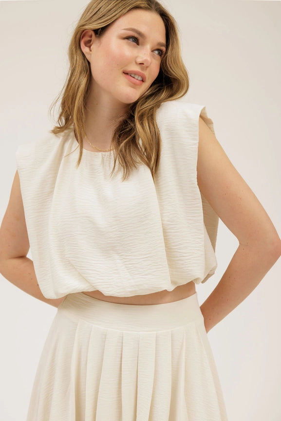 Sleeveless Balloon Crop Top CREAM-Top-Blu Pepper-S-CREAM-Urbanheer