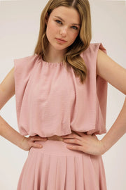 Sleeveless Balloon Crop Top LIGHT PINK-Top-Blu Pepper-S-LIGHT PINK-Urbanheer