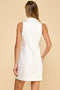 Sleeveless Collared Front Bow Tie Accents Dress-Dress-TCEC-S-Navy-Urbanheer