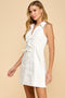 Sleeveless Collared Front Bow Tie Accents Dress-Dress-TCEC-S-Navy-Urbanheer