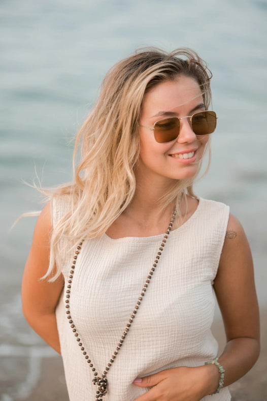 Sleeveless Crinkle Cotton Blouse Top-Top-Moa-Length: 17" inch - 44cm Wide: 18.5"inch- 47cm-Windowpane-Urbanheer