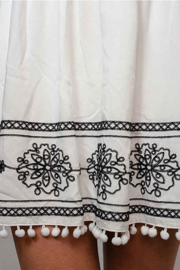 Sleeveless Embroidered Ruffle Minidress OFF WHITE-Dress-Blue B-S-OFF WHITE-Urbanheer