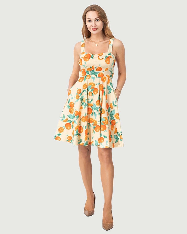 Sleeveless Fit & Flare Fold Over Neck Women Dress with Pocke-Dress-Eva Rose Clothing-S-Urbanheer