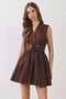 Sleeveless Fit & Flare Waist Belt Mini Dress