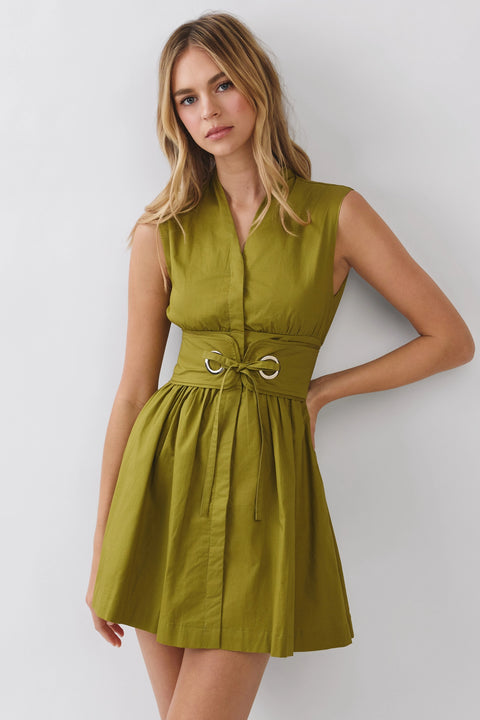 Sleeveless Fit & Flare Waist Belt Mini Dress