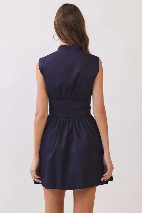 Sleeveless Fit & Flare Waist Belt Mini Dress