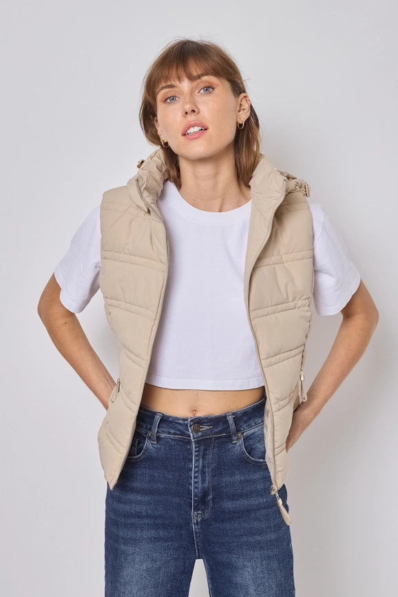Sleeveless Jacket Beige-Jackets-Frime-S-Beige-Urbanheer