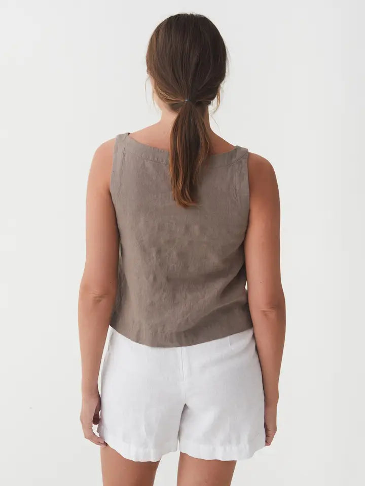 Sleeveless Linen Top Douro in Deep Taupe-Top-MagicLinen-XS-Deep Taupe-Urbanheer