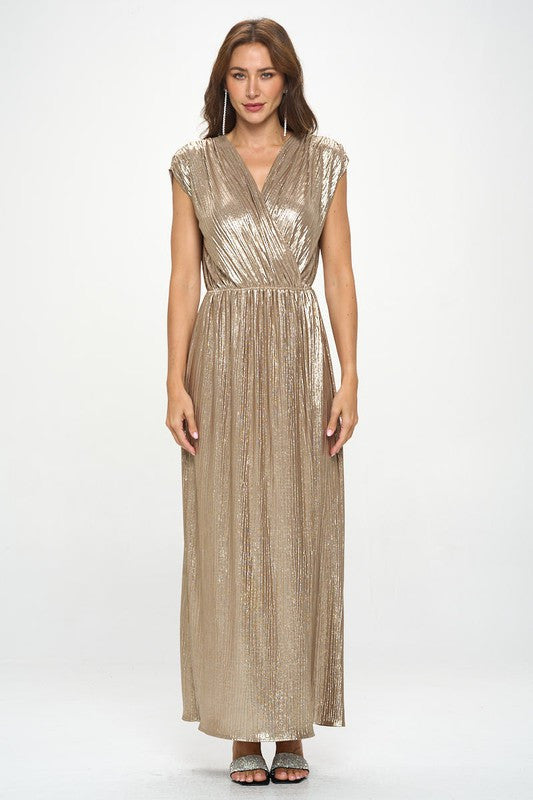 Sleeveless Metallic Maxi Dress-Dresses-Reneecollection-Small-GOLD-Urbanheer
