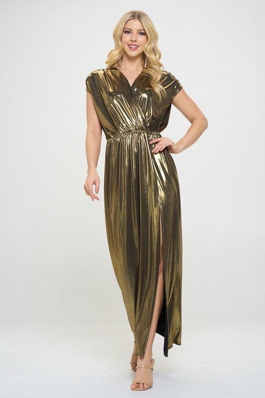 Sleeveless Metallic Maxi Dress-Dresses-Reneecollection-Small-GOLD-Urbanheer