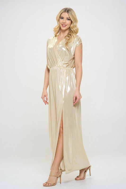 Sleeveless Metallic Maxi Dress-Dresses-Reneecollection-Small-SAND-Urbanheer