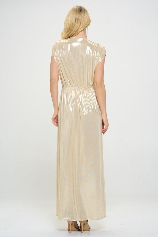 Sleeveless Metallic Maxi Dress-Dresses-Reneecollection-Small-SAND-Urbanheer