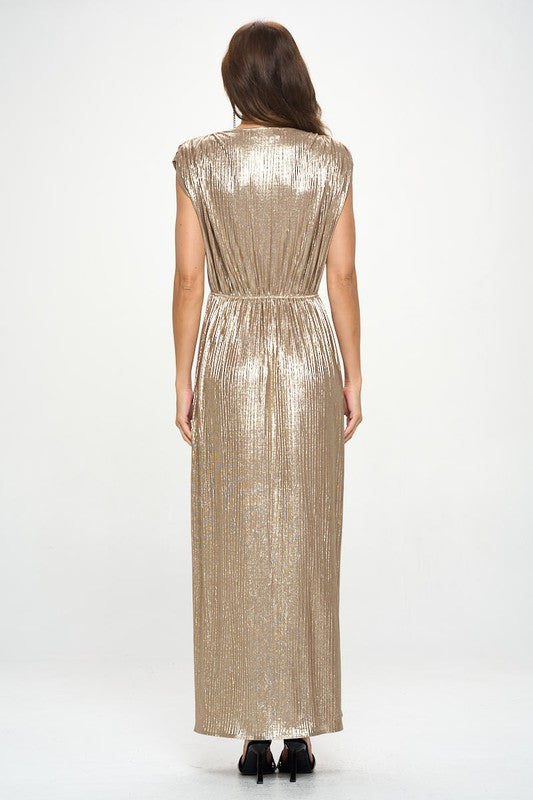Sleeveless Metallic Maxi Dress-Dresses-Reneecollection-Small-GOLD-Urbanheer