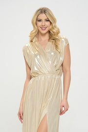 Sleeveless Metallic Maxi Dress-Dresses-Reneecollection-Small-SAND-Urbanheer
