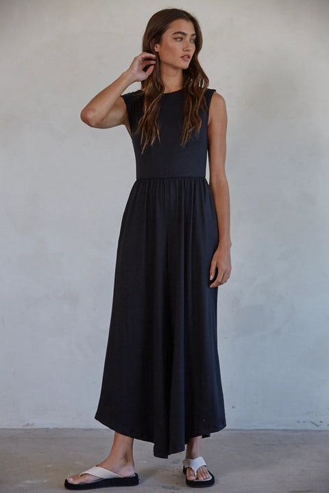 Sleeveless Open Back Wide Leg Jumpsuit-Jumpsuit-By Together-S-Black-Urbanheer