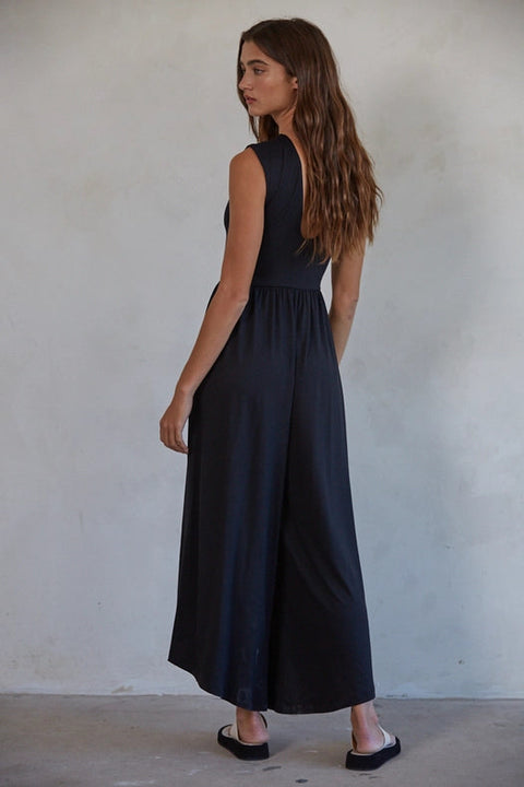 Sleeveless Open Back Wide Leg Jumpsuit-Jumpsuit-By Together-S-Black-Urbanheer