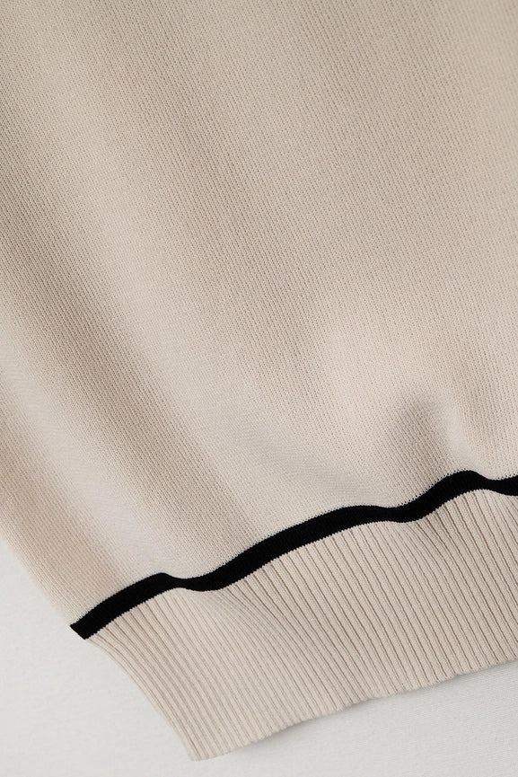 Sleeveless Sweater in Beige Featuring Detail Black Lines-Sweater-Q2-One Size-BEIGE-Urbanheer