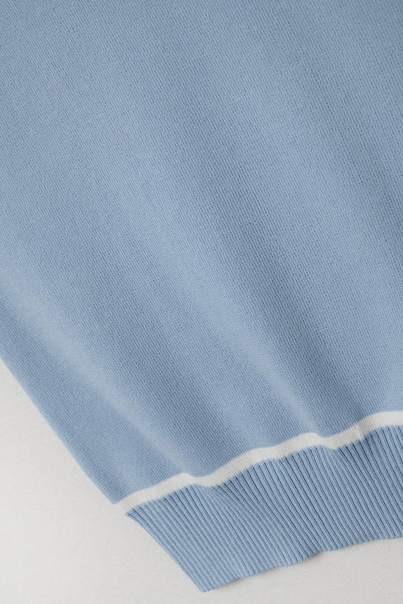 Sleeveless Sweater in Blue Featuring White Lines Detail-Sweater-Q2-One Size-BLUE-Urbanheer