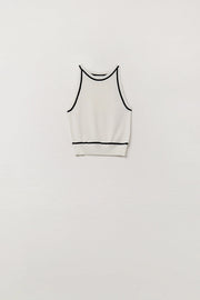 Sleeveless Sweater in White Featuring Black Lines On the Outside-Sweater-Q2-One Size-WHITE-Urbanheer