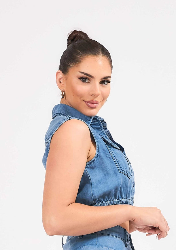 Sleeveless Tencel Shirt-Shirts-Vibrant M.i.U-S-Medium Stone-Urbanheer