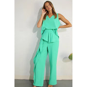 Sleeveless Top and Ruffle Pants Set-Set-Mulla-S-MINT-Urbanheer
