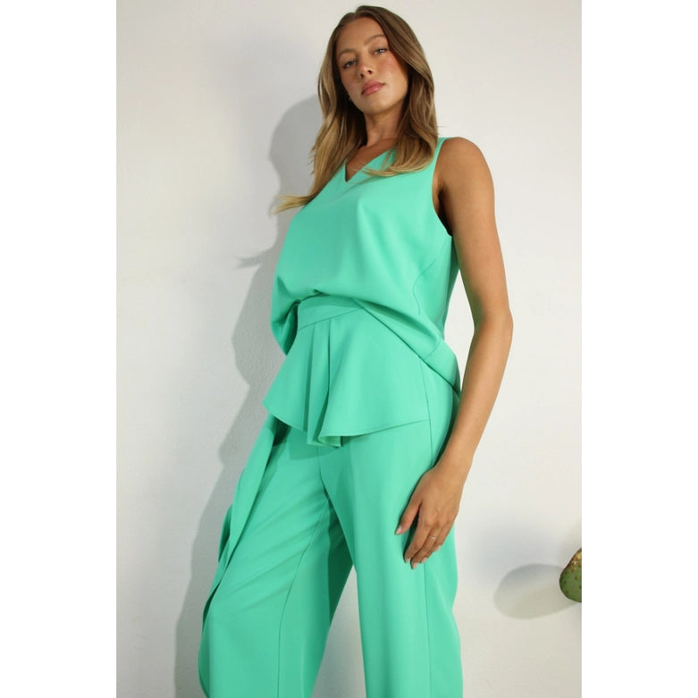 Sleeveless Top and Ruffle Pants Set-Set-Mulla-S-MINT-Urbanheer