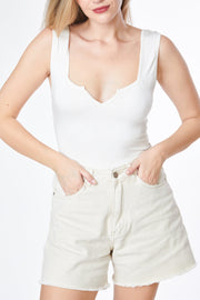 Sleeveless V Cut Bodysuit-Bodysuit-Paradigm the Label-XS-White-Urbanheer