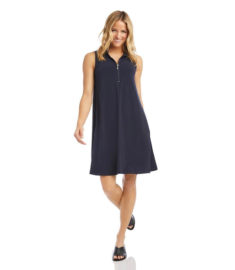 Sleeveless Zip-Up Travel Dress Navy-Dress-Karen Kane-XS-Navy-Urbanheer