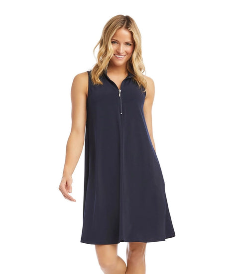 Sleeveless Zip-Up Travel Dress Navy-Dress-Karen Kane-XS-Navy-Urbanheer