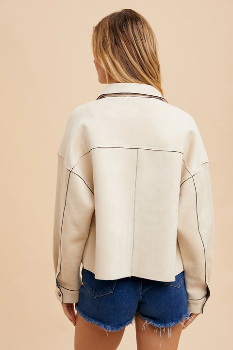 Slight Cropped Suede Jacket