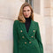 Slim Blazer Jacket With Gold Buttons Winter Material Green-Jacket-Attentif Paris-S-Urbanheer