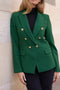 Slim Blazer Jacket With Gold Buttons Winter Material Green-Jacket-Attentif Paris-S-Urbanheer