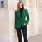 Slim Blazer Jacket With Gold Buttons Winter Material Green-Jacket-Attentif Paris-S-Urbanheer