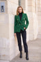 Slim Blazer Jacket With Gold Buttons Winter Material Green-Jacket-Attentif Paris-S-Urbanheer