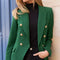 Slim Blazer Jacket With Gold Buttons Winter Material Green-Jacket-Attentif Paris-S-Urbanheer