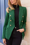 Slim Blazer Jacket With Gold Buttons Winter Material Green-Jacket-Attentif Paris-S-Urbanheer