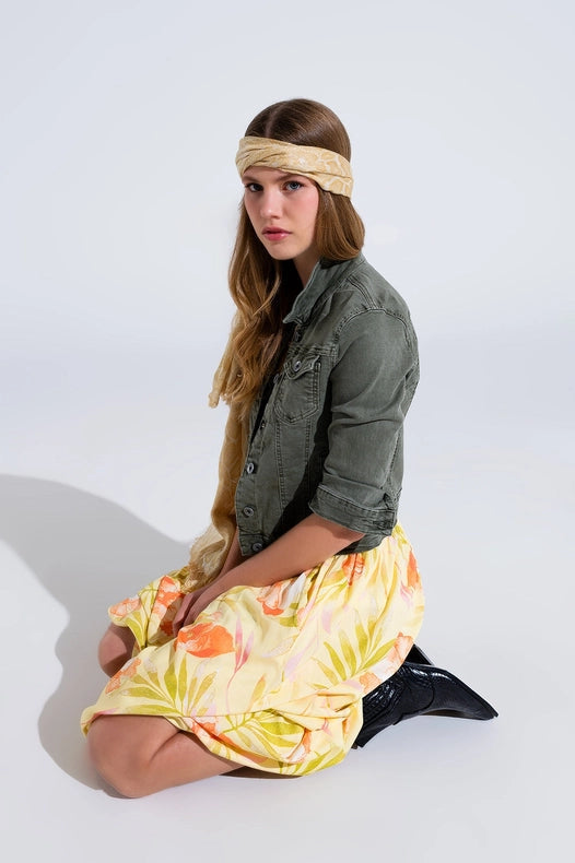 Slim Denim Trucker Jacket In Khaki-Jackets-Q2-S-Urbanheer