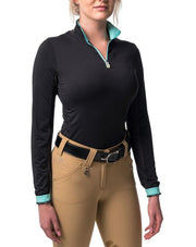 Slim Fit, Black with Turquoise Trim Sun Shirt-Shirt-Kastel Denmark-L-Urbanheer