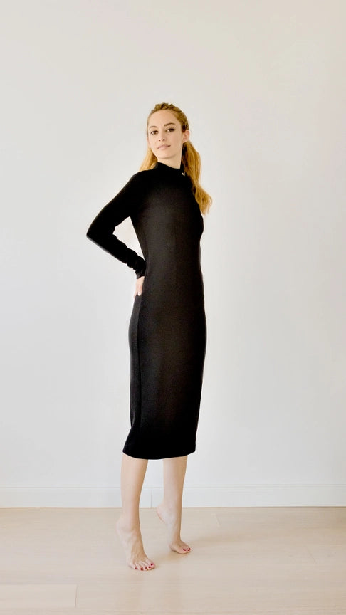 Slim-Fit Dress in Technical Fabric-Dress-Aboutalisa-XS-Black/Dark 09-Urbanheer