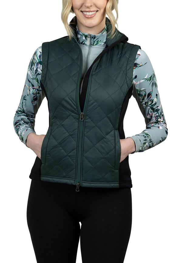 Slim Fit, Forest Green and Black Quilted Vest-Vest-Kastel Denmark-XS-Urbanheer