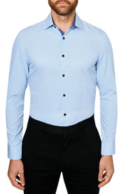 Slim Fit Grid Dress Shirt-Shirt-W.R.K-15-Blue-Urbanheer