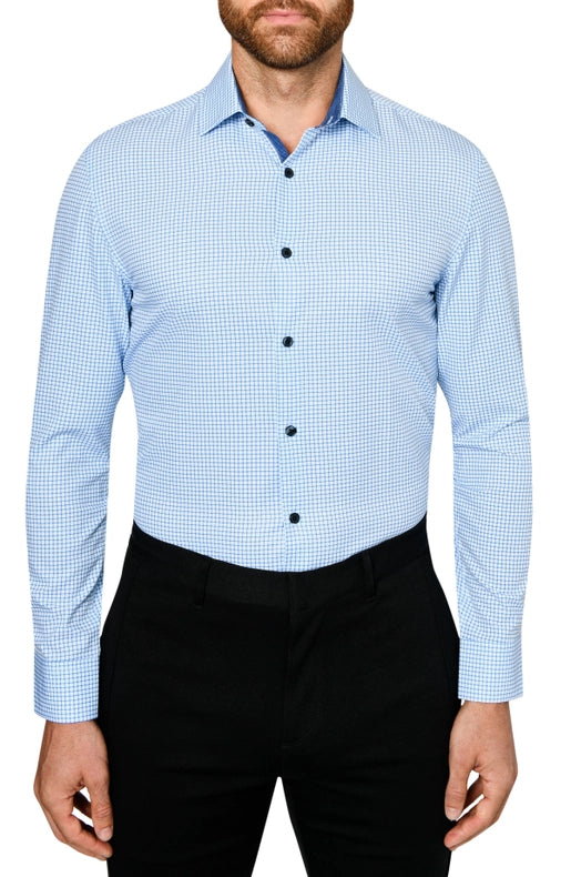 Slim Fit Grid Dress Shirt-Shirt-W.R.K-15-Blue-Urbanheer