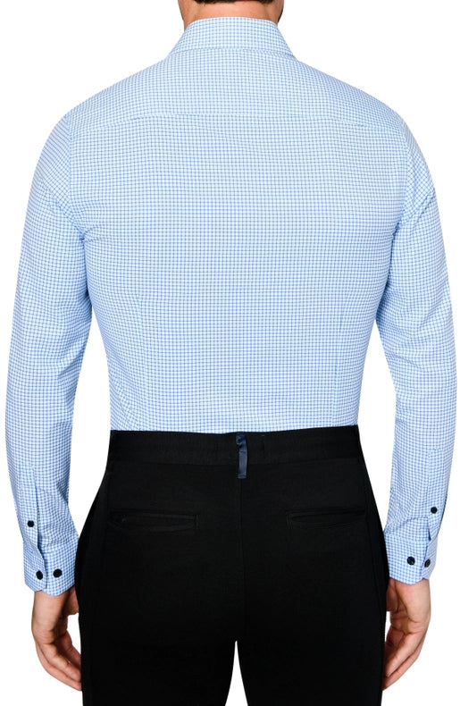 Slim Fit Grid Dress Shirt-Shirt-W.R.K-15-Blue-Urbanheer