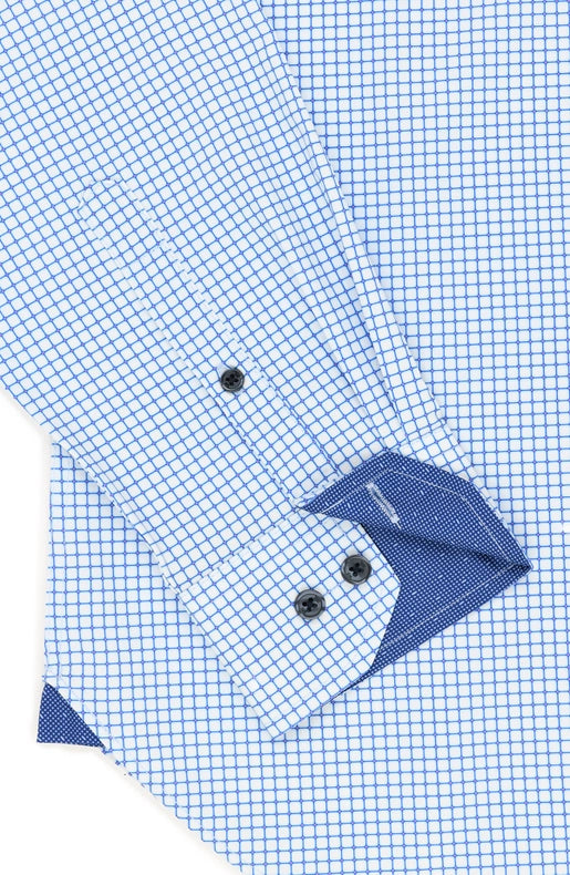 Slim Fit Grid Dress Shirt-Shirt-W.R.K-15-Blue-Urbanheer