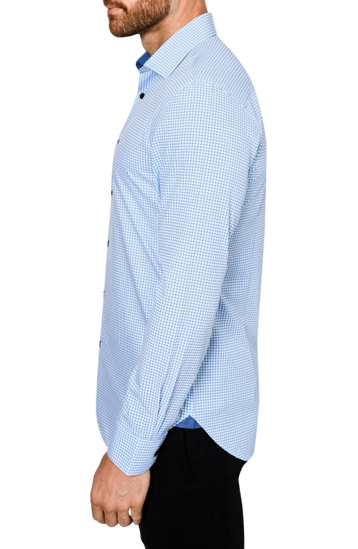 Slim Fit Grid Dress Shirt-Shirt-W.R.K-15-Blue-Urbanheer