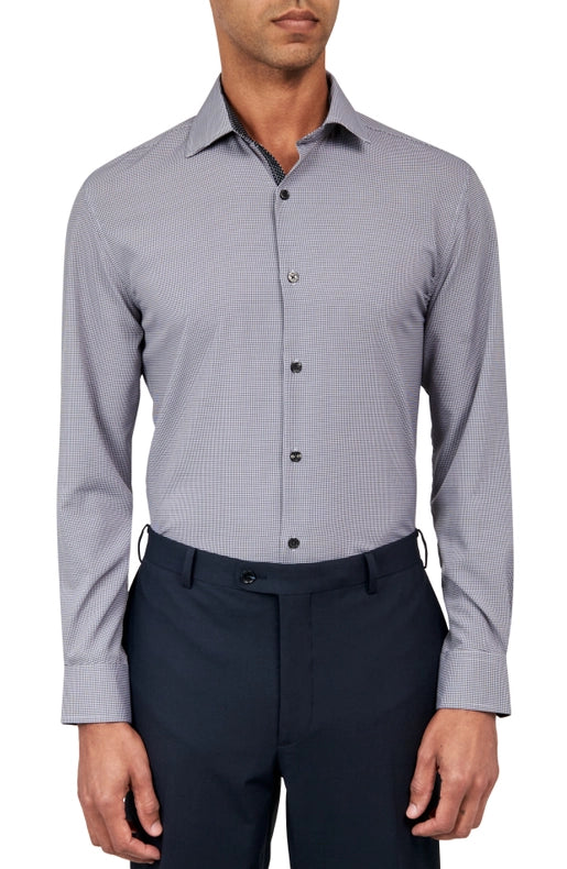 Slim Fit Houndstooth Dress Shirt Black-Shirt-W.R.K-15-Black-Urbanheer