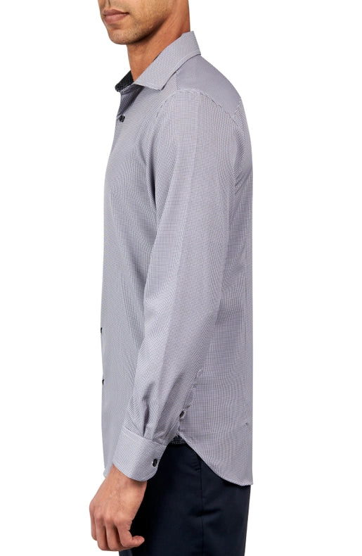 Slim Fit Houndstooth Dress Shirt Black-Shirt-W.R.K-15-Black-Urbanheer